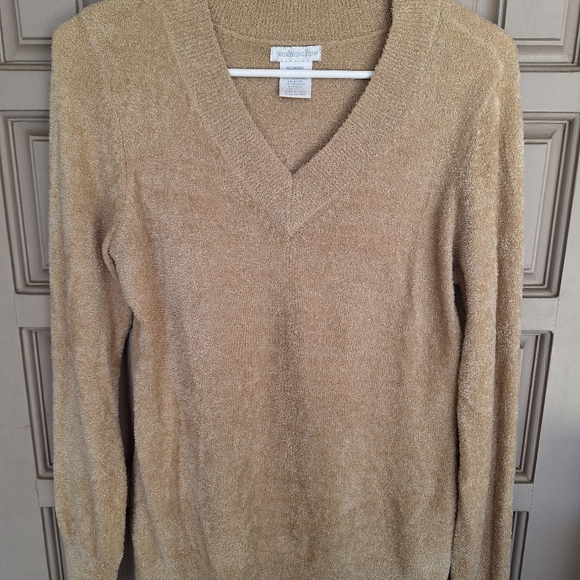 Worthington Sweater SzM V Neck Lng Slvs Super Soft Metallic Knit Nylon/Polyester - Picture 6 of 9